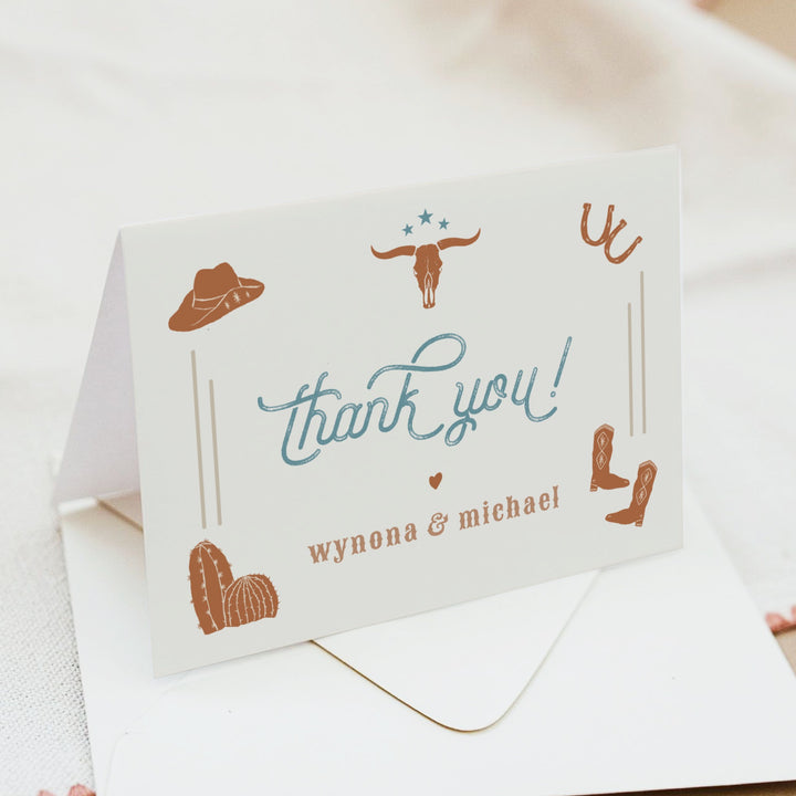 WYNONA Little Cowboy On the Way Personalized Western Thank You Cards