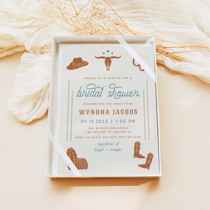 WYNONA Saddle Up Terracotta Western Rodeo Bridal Shower Invitation