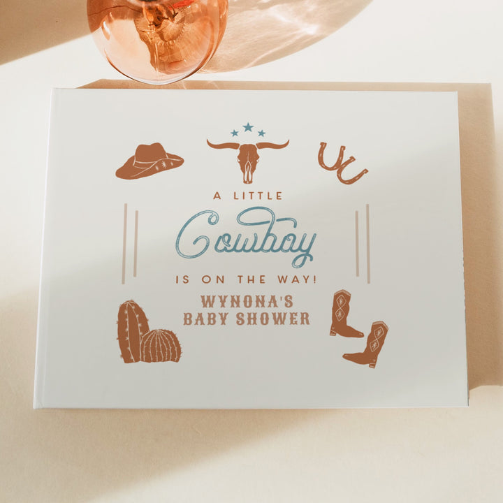 WYNONA Little Cowboy On the Way Western Rodeo Baby Shower Guest Book