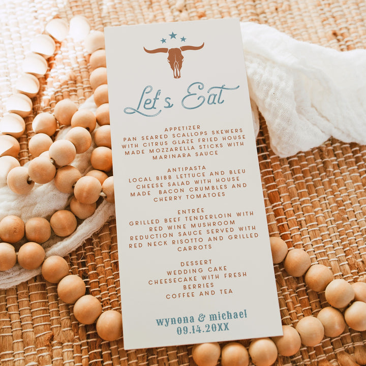 WYNONA Terracotta Western Rodeo Cowboy Menu Cards