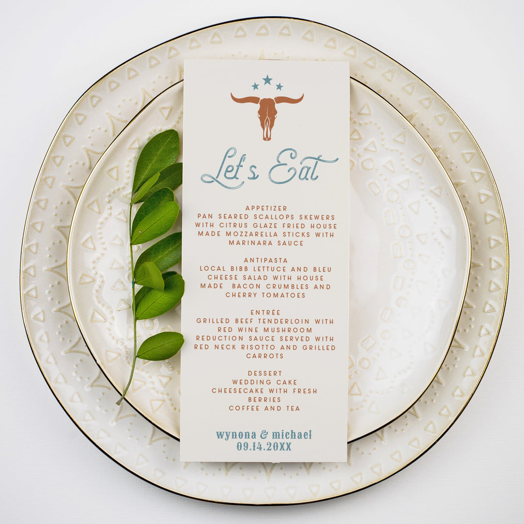 WYNONA Terracotta Western Rodeo Cowboy Menu Cards