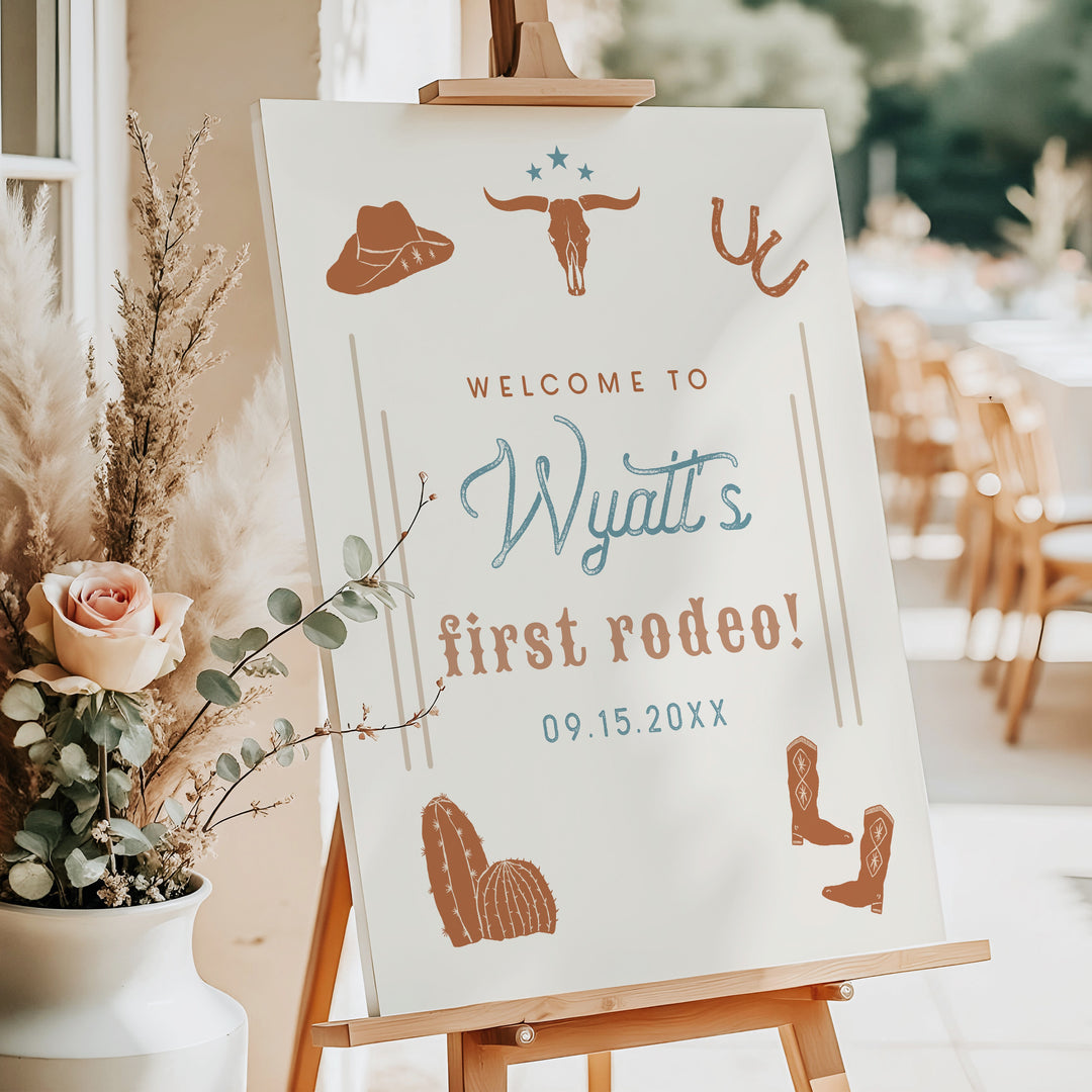 WYNONA Terracotta Western Rodeo Baby Shower Welcome Sign