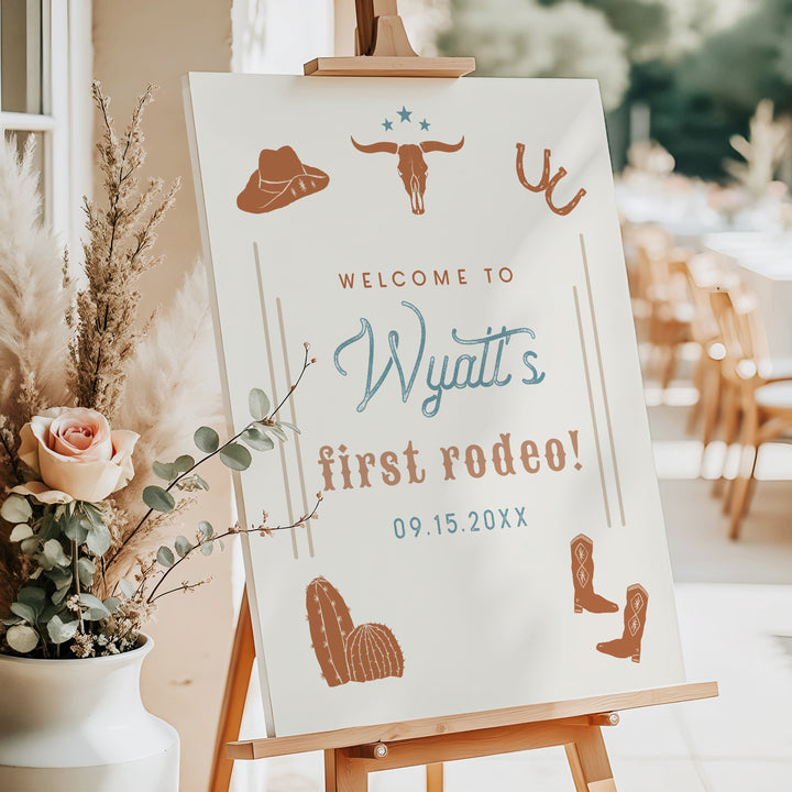 WYNONA Terracotta Western Rodeo Baby Shower Welcome Sign
