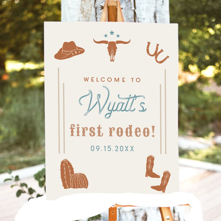 WYNONA Terracotta Western Rodeo Baby Shower Welcome Sign