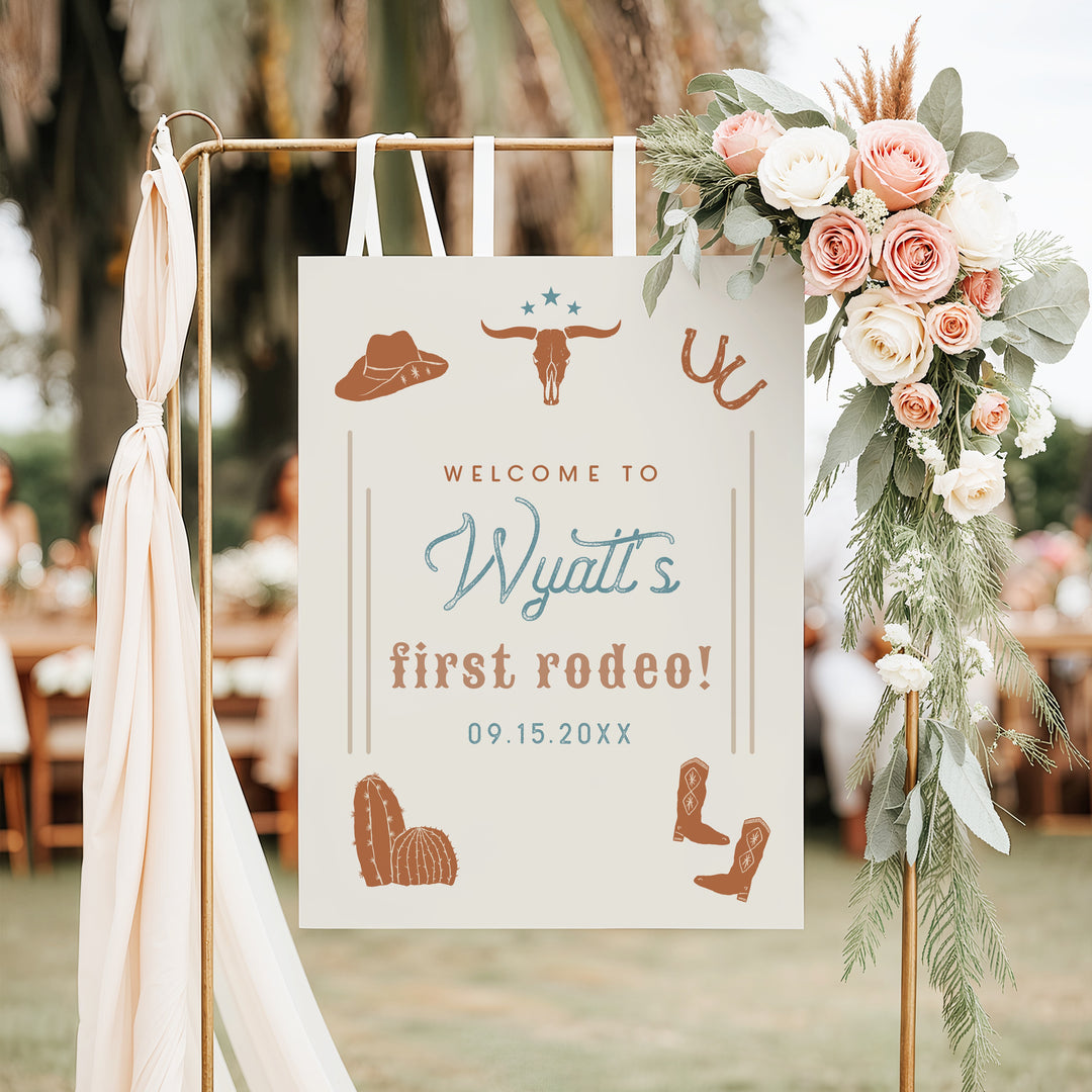 WYNONA Terracotta Western Rodeo Baby Shower Welcome Sign