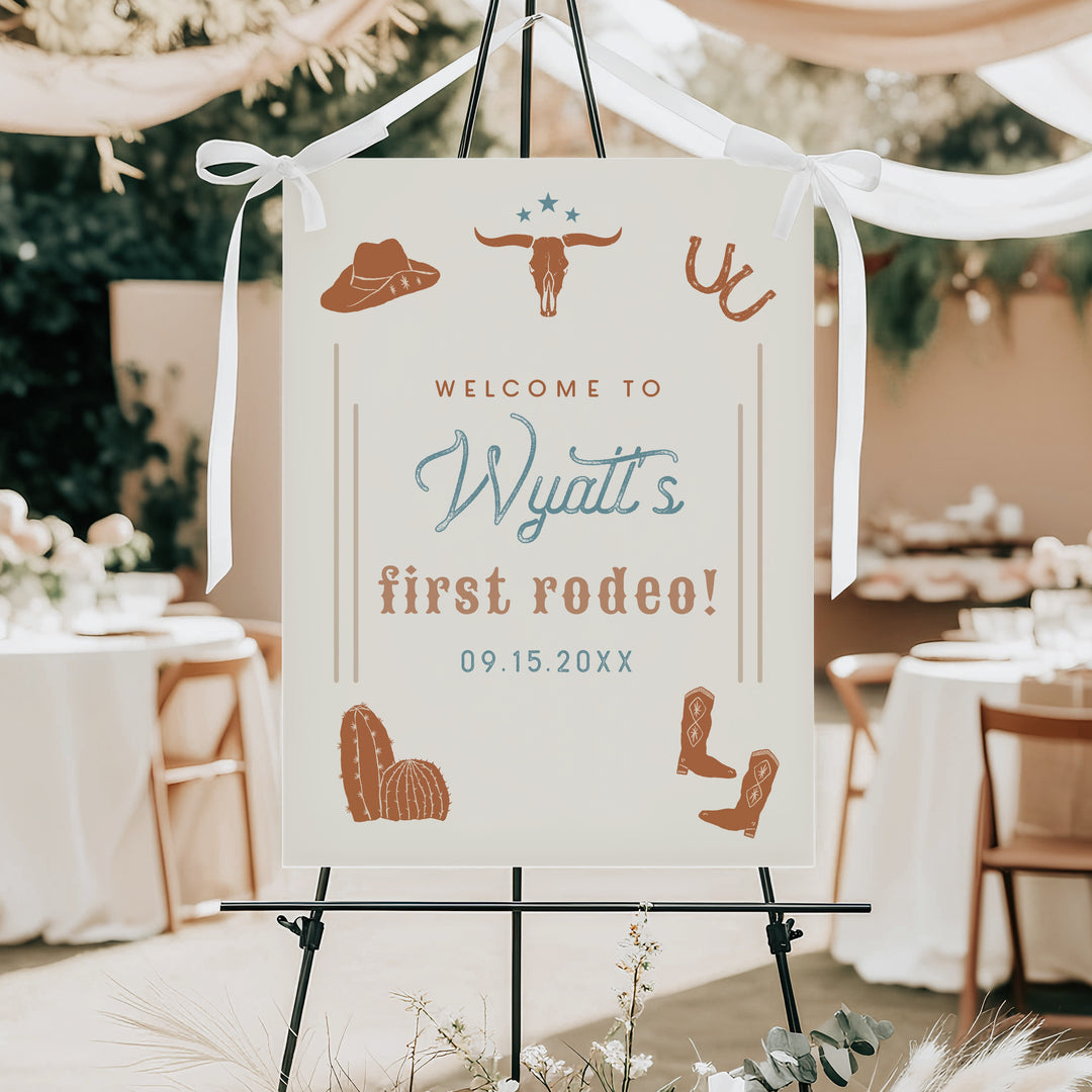 WYNONA Terracotta Western Rodeo Baby Shower Welcome Sign