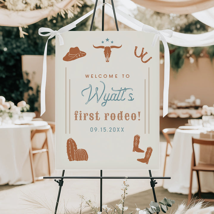 WYNONA Terracotta Western Rodeo Baby Shower Welcome Sign