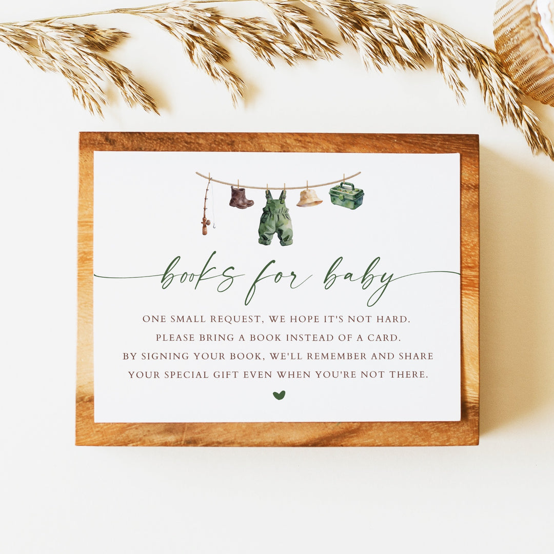 ZANDER A Little Fisherman On the Way Baby Shower Books for Baby Insert Card