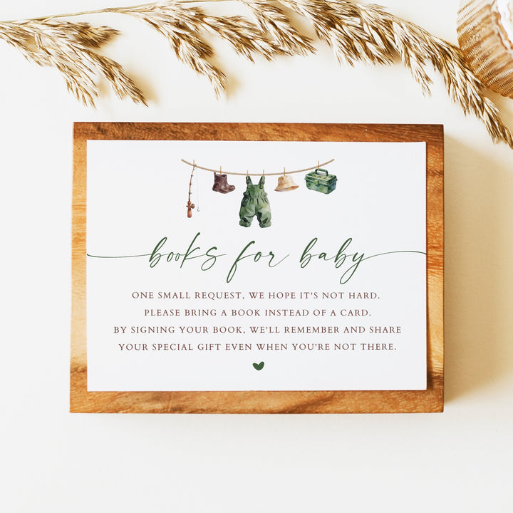 ZANDER A Little Fisherman On the Way Baby Shower Books for Baby Insert Card