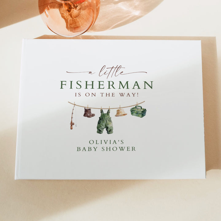 ZANDER Little Fisherman On the Way Western Clothesline Baby Shower Guest Book