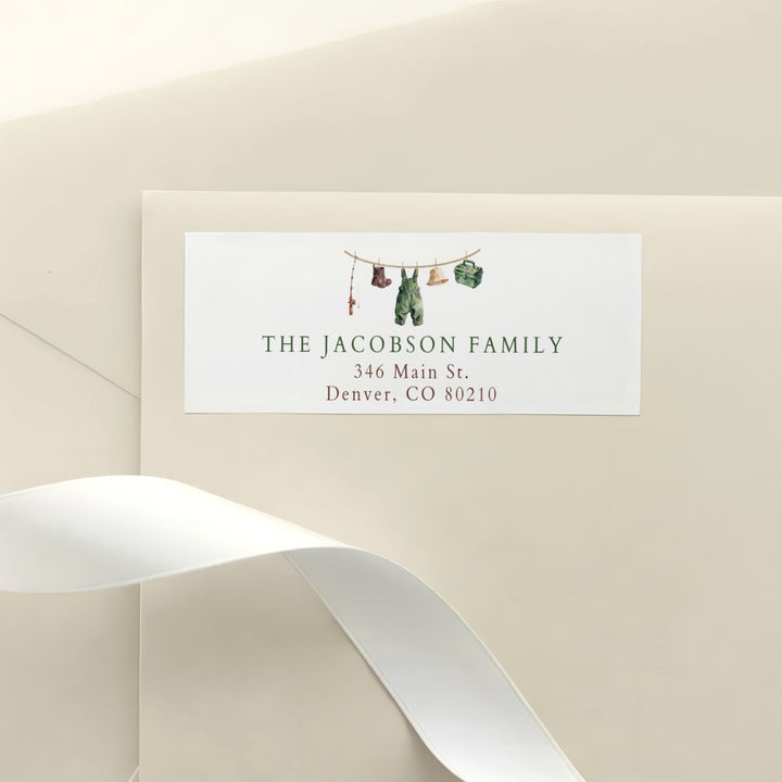 ZANDER Little Fisherman On the Way Outdoor Baby Shower Return Address Stickers