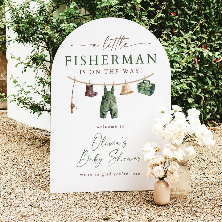 ZANDER Little Fisherman On The Way Clothesline Baby Shower Welcome Sign
