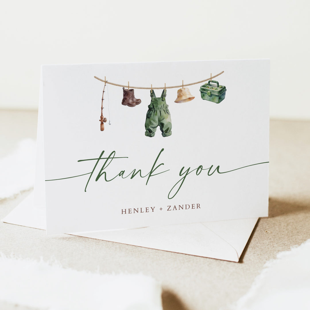 ZANDER Little Fisherman On the Way Thank You Cards