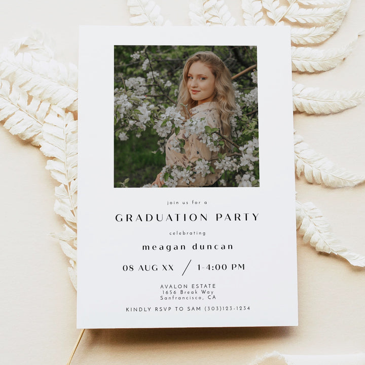 ZARA Minimalist Graduation Party Photo Invitation