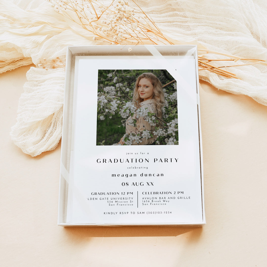 ZARA Minimalist Modern Graduation Party Photo Invitation