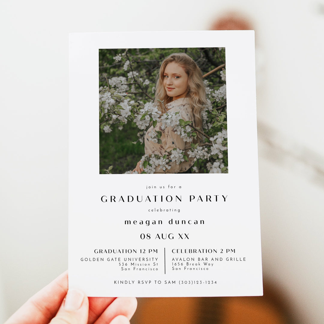 ZARA Minimalist Modern Graduation Party Photo Invitation