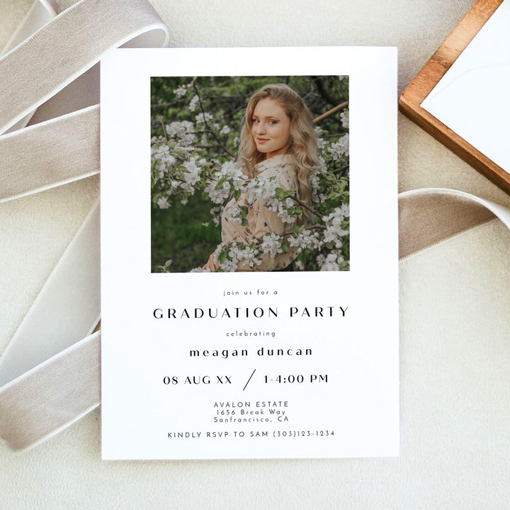 ZARA Minimalist Graduation Party Photo Invitation
