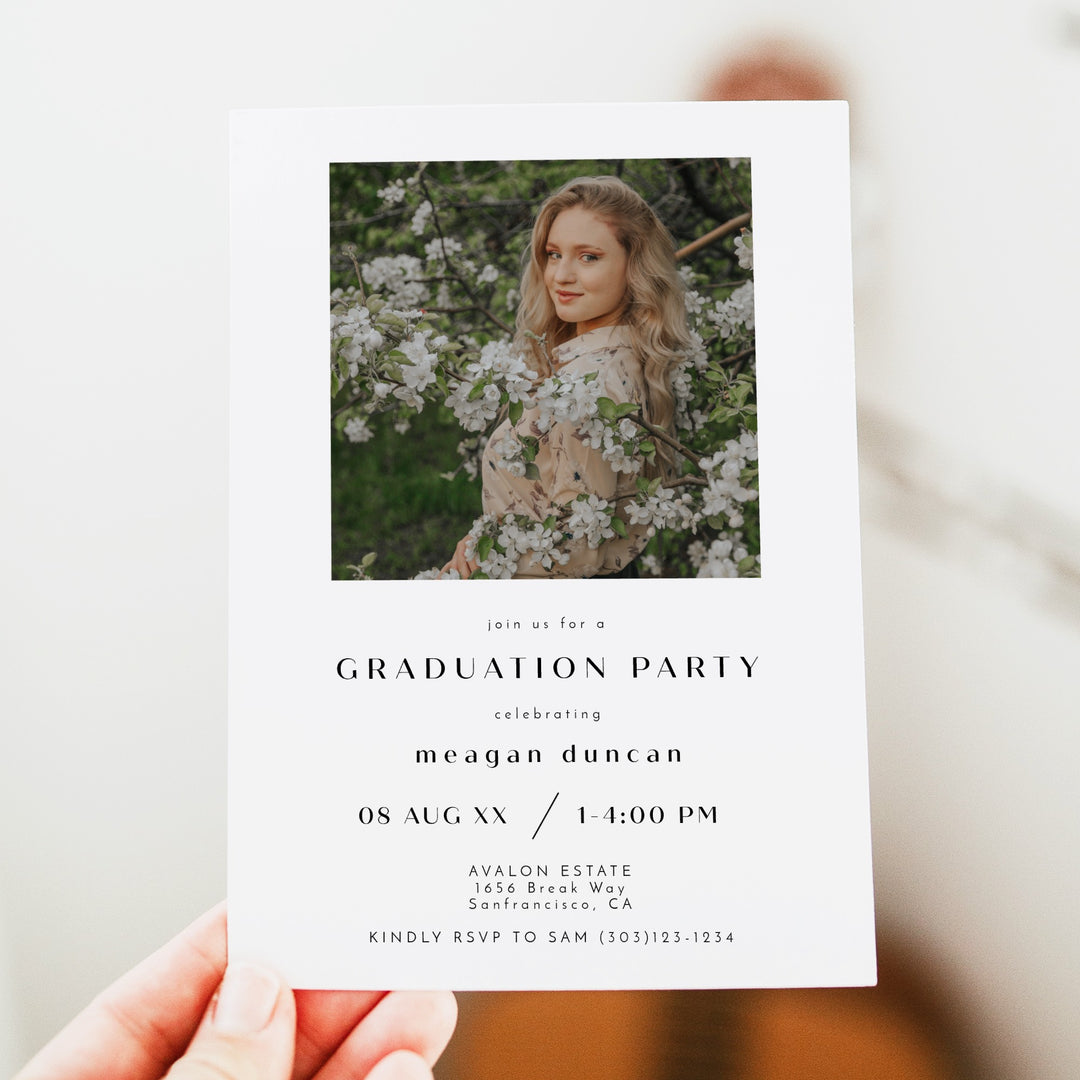 ZARA Minimalist Graduation Party Photo Invitation
