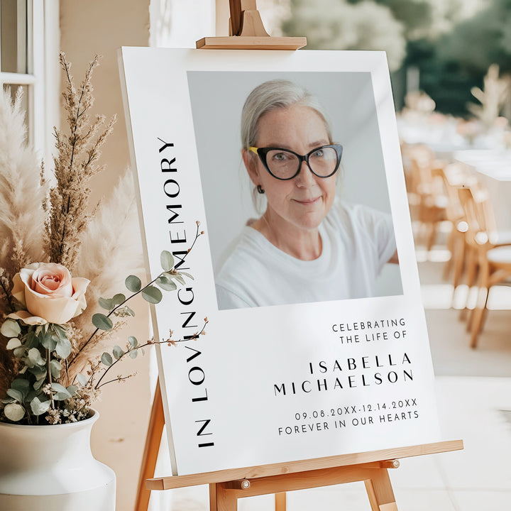 ZARA In Memory Of Minimalist Memorial Funeral Welcome Sign