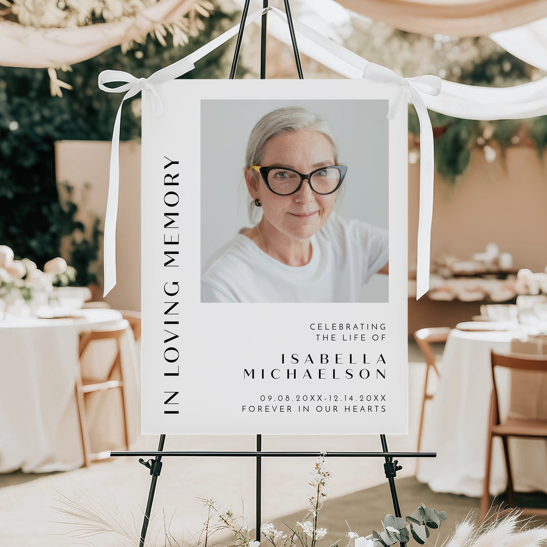 ZARA In Memory Of Minimalist Memorial Funeral Welcome Sign