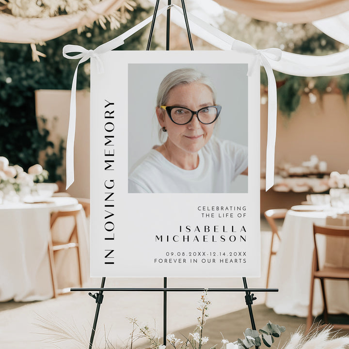 ZARA In Memory Of Minimalist Memorial Funeral Welcome Sign