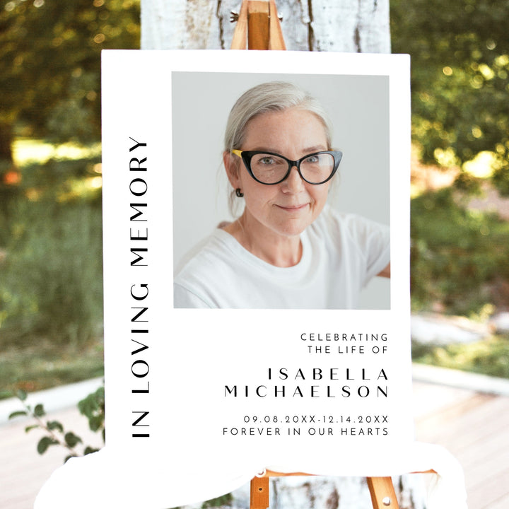 ZARA In Memory Of Minimalist Memorial Funeral Welcome Sign