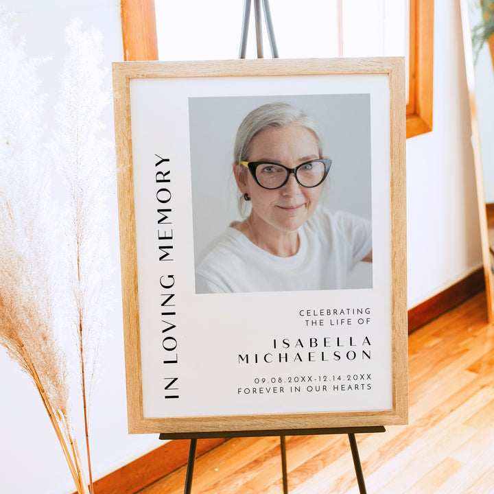 ZARA In Memory Of Minimalist Memorial Funeral Welcome Sign