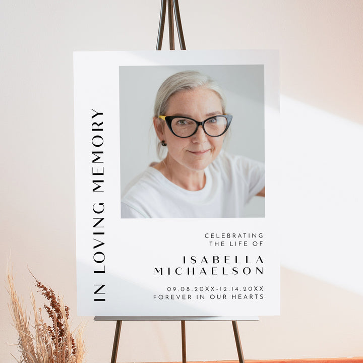 ZARA In Memory Of Minimalist Memorial Funeral Welcome Sign