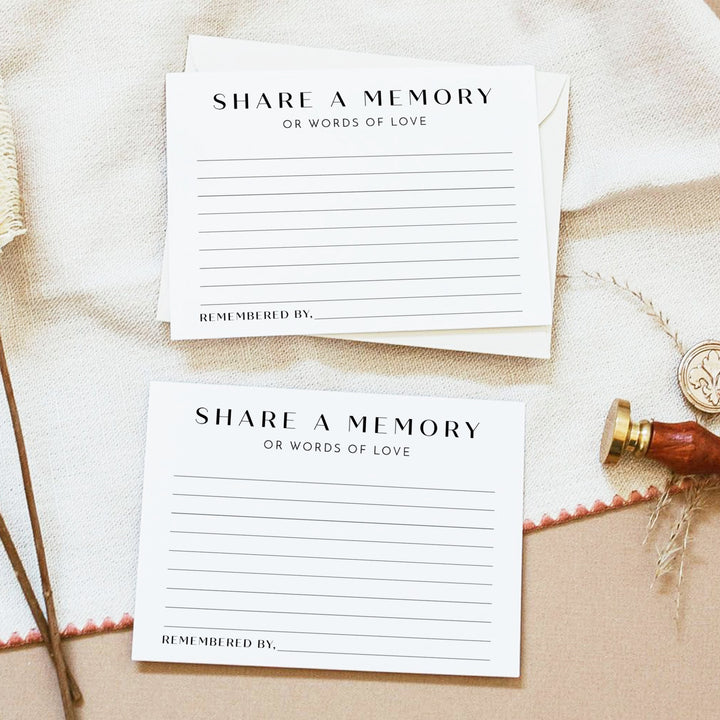 ZARA Classic Minimalist Share A Memory Funeral Card