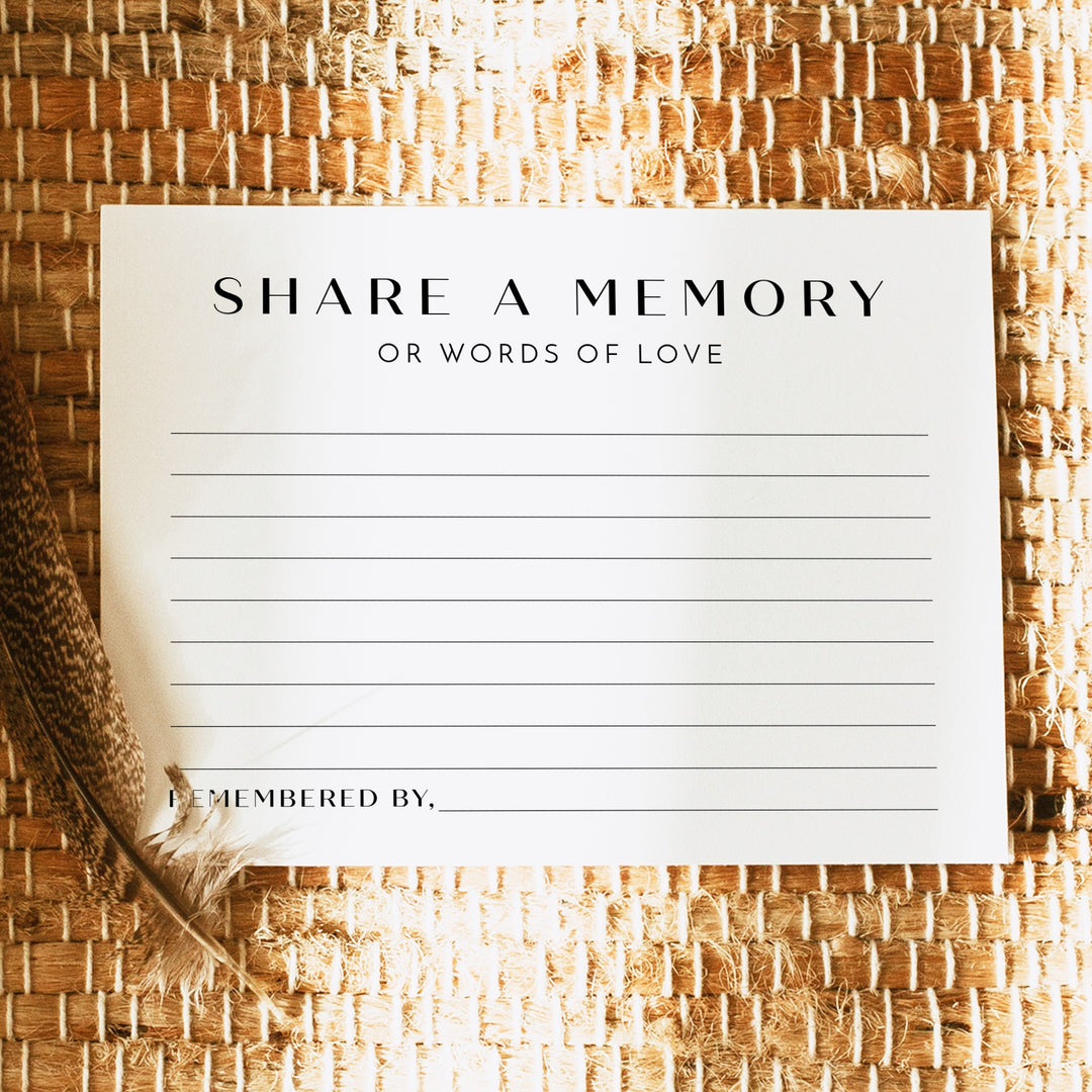 ZARA Classic Minimalist Share A Memory Funeral Card