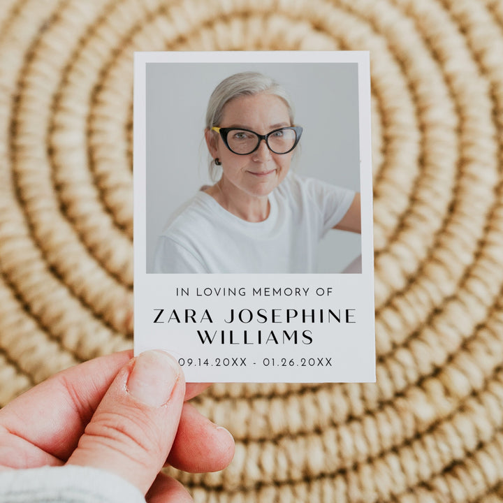 ZARA In Loving Memory Memorial Prayer Card with Photo