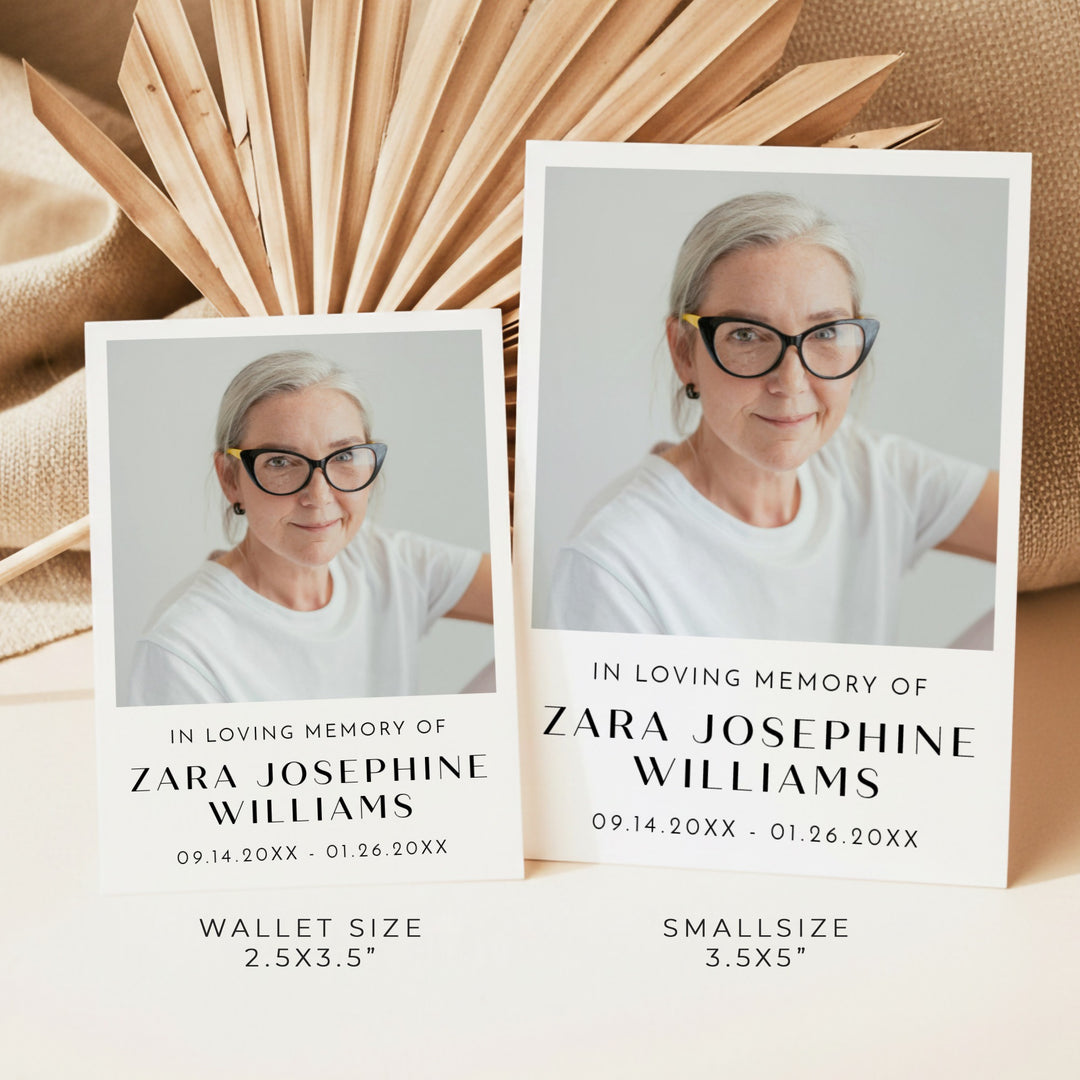 ZARA In Loving Memory Memorial Prayer Card with Photo